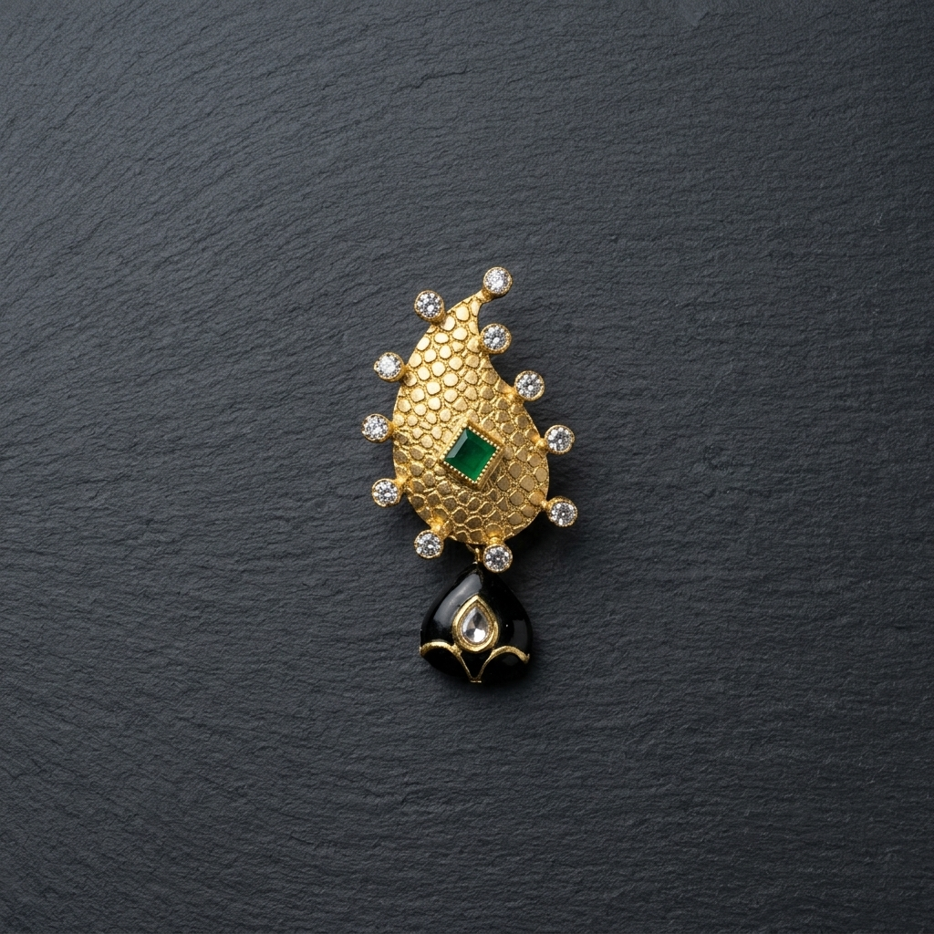Earring: Semi-Moissanite Polki Kundan, Adamant & Cubic Zirconia