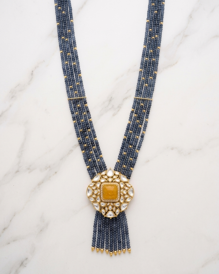Neck Chain: Uncut Polki Kundan, Topaz & Lapis