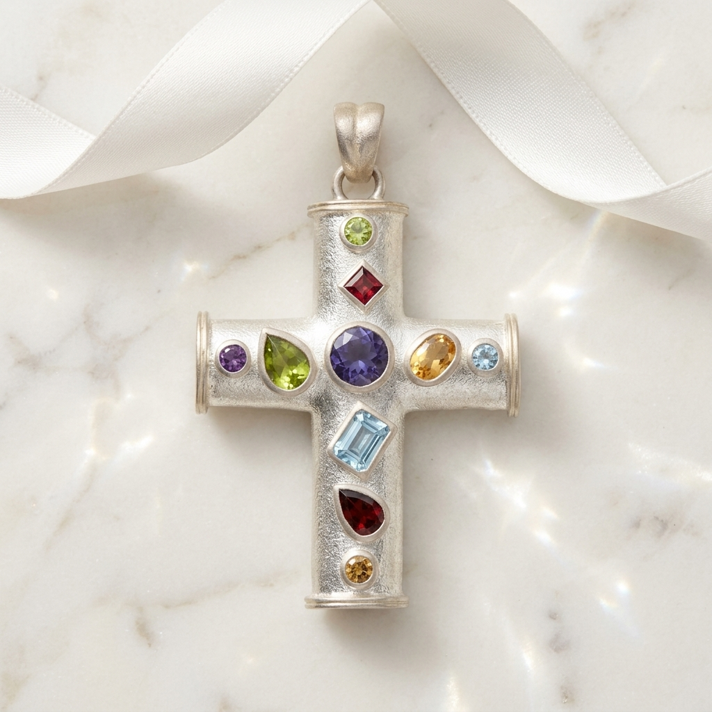 Pendant: Amethyst, Garnet, Peridot, Aquamarine & Yellow Sapphire