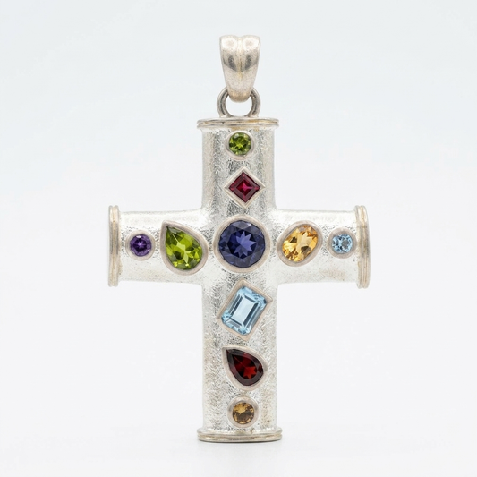 Pendant: Amethyst, Garnet, Peridot, Aquamarine & Yellow Sapphire