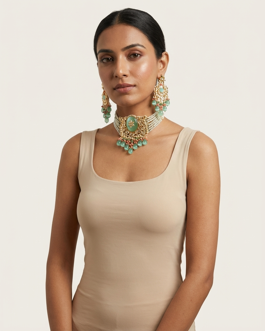 Necklace Set: Kundan, Pearls & Beads