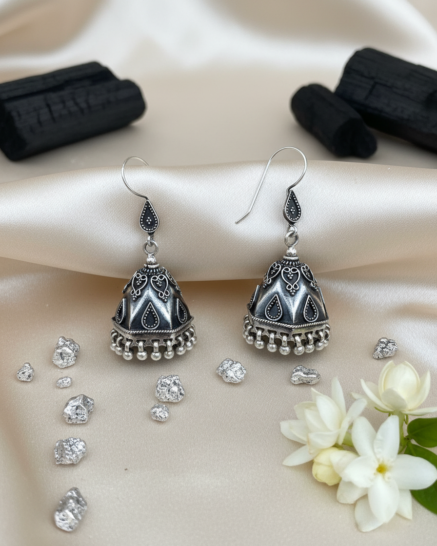 Earring: Silver Beads