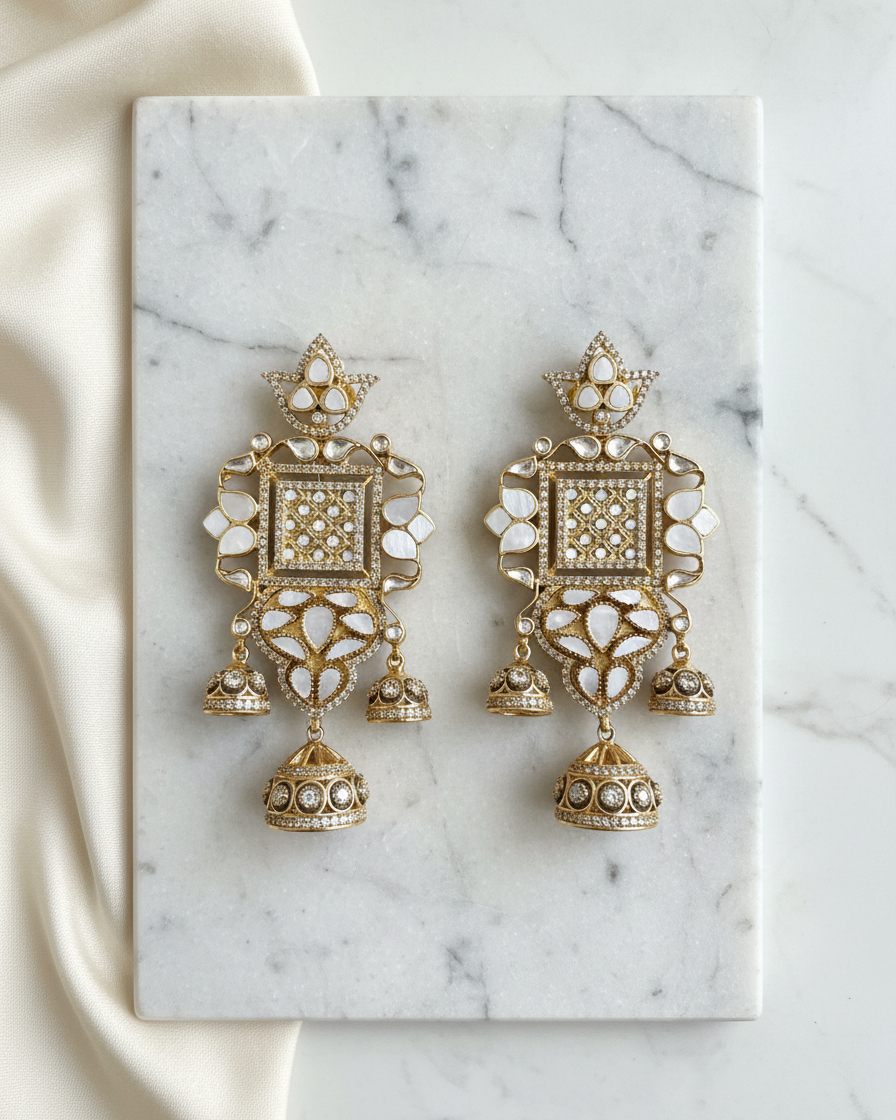 Earring: Inlay & Cubic Zircon