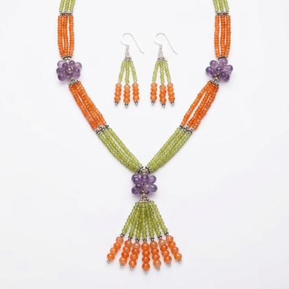 Necklace Set: Amythyst, Peridot & Red Jasper