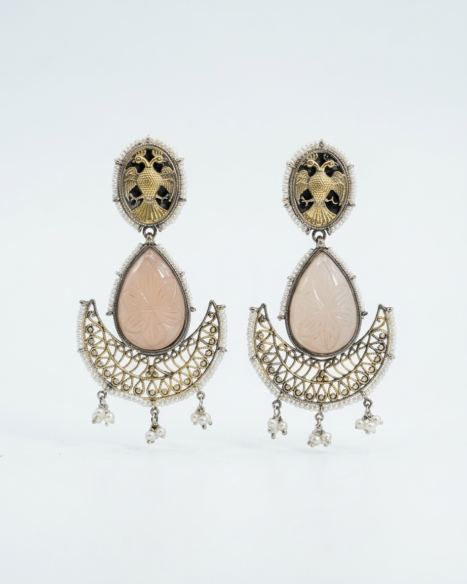 Earring: Rose Quartz & Pearl