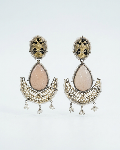 Earring: Rose Quartz & Pearl