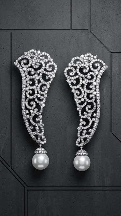 Earring: Pearls & Cubic Zirconia