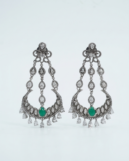 Earring: Cubic Zircon & Emerald