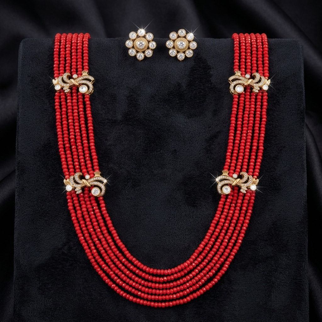 Necklace Set: Glass Kundan & Beads