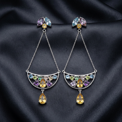 Earring: Rose Quartz, Tourmaline & Aquamarine