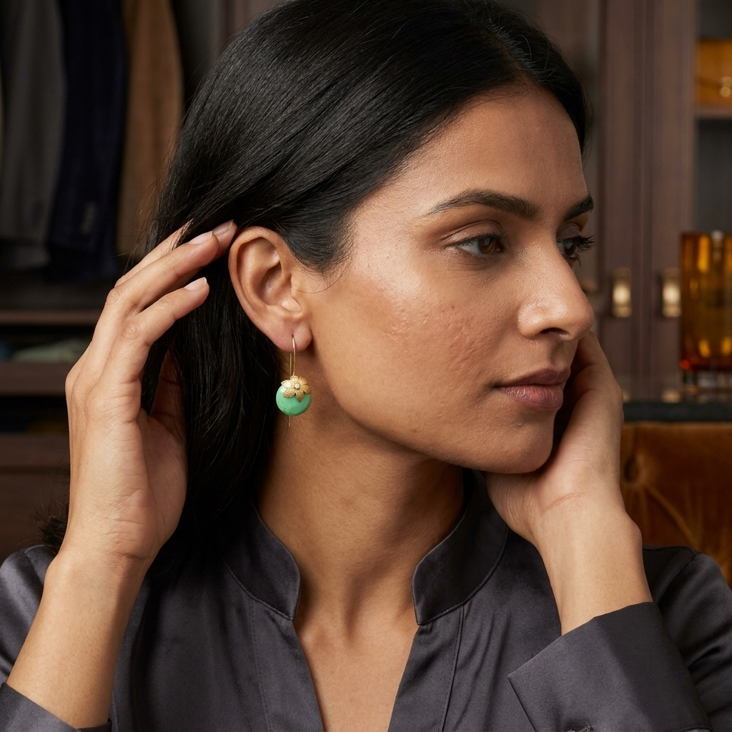 Earring: Semi Chrysoprase