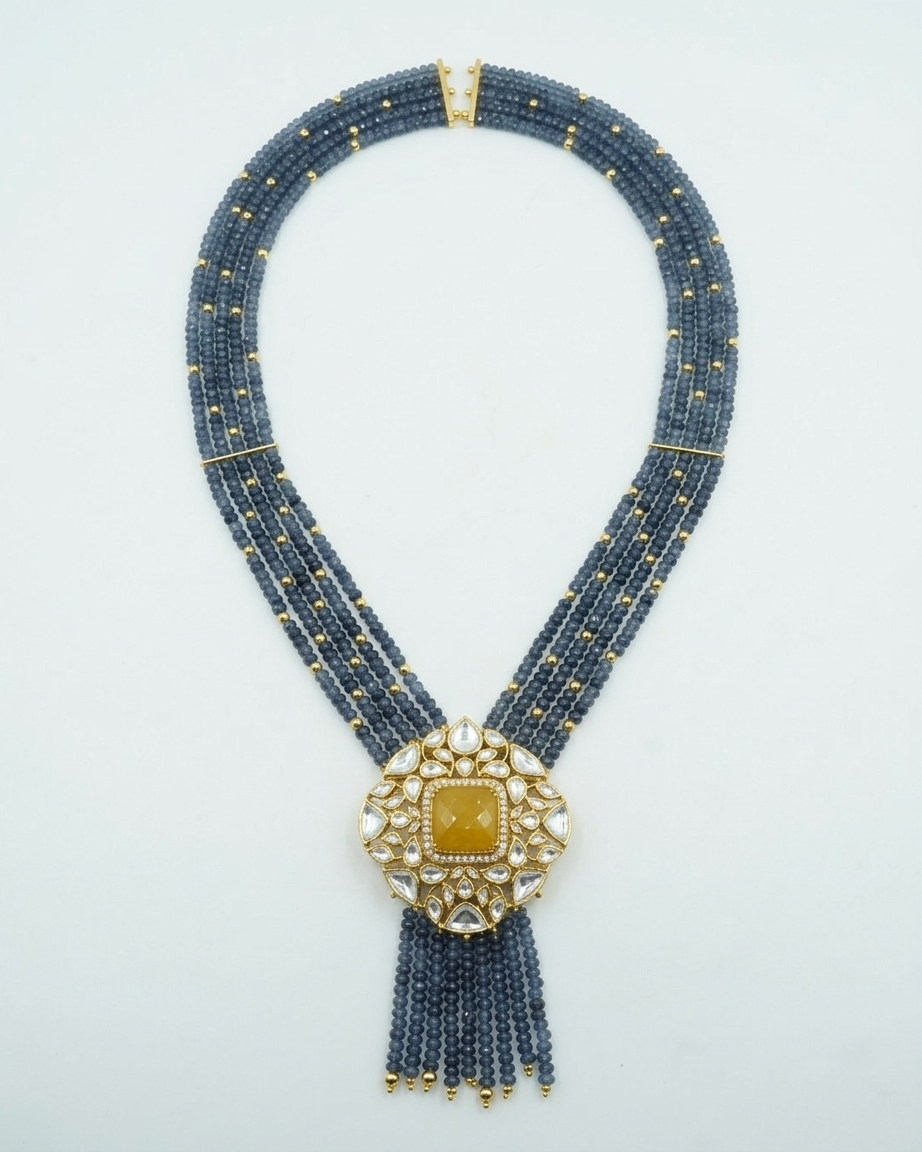 Neck Chain: Uncut Polki Kundan, Topaz & Lapis