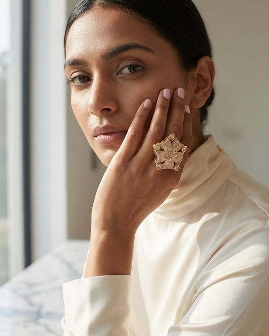 Ring: Uncut Polki Kundan & Meenakari