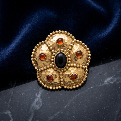 Earring: Black Onyx & Crocoite