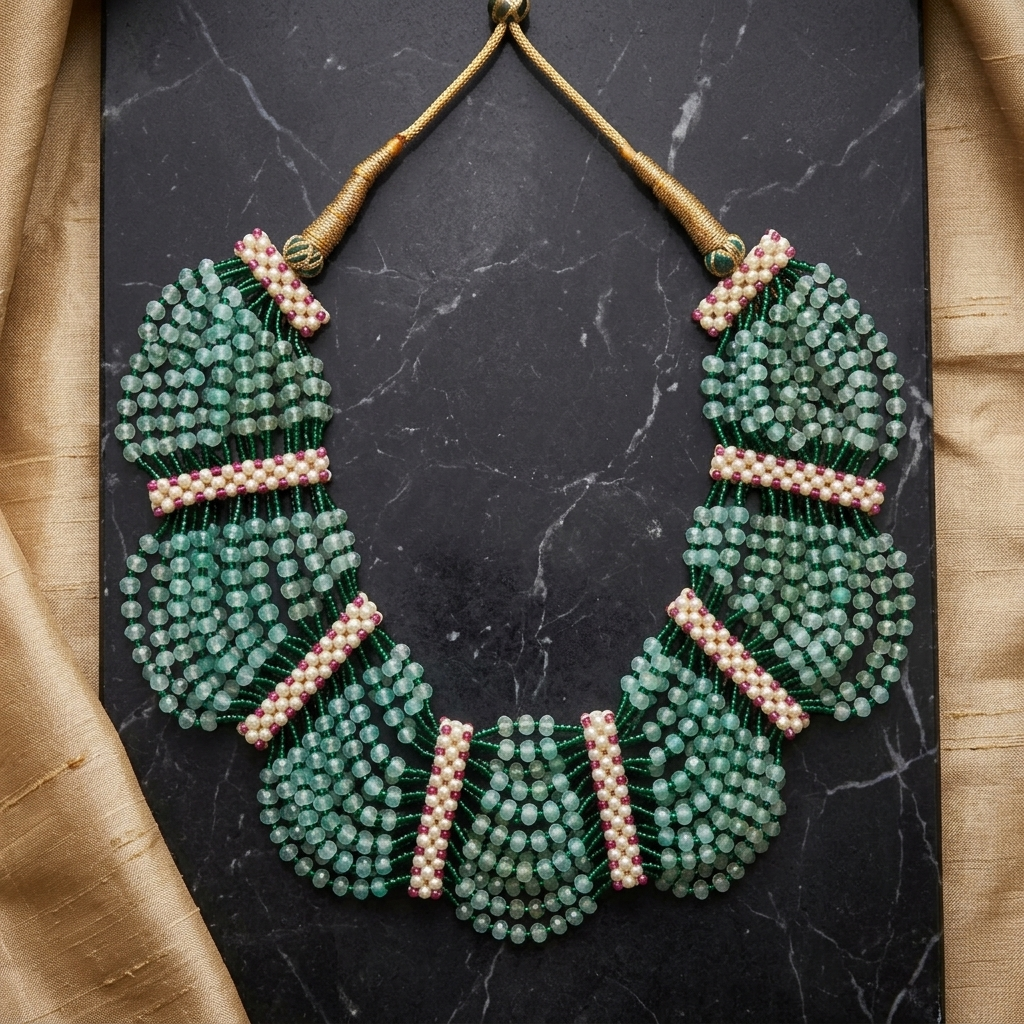 Necklace Set: Glass Kundan & Beads