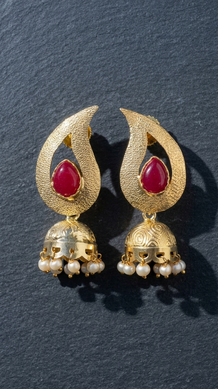Earring: Pearl & Cinnabar