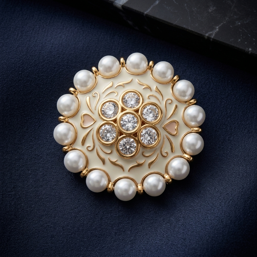 Ring: Meenakari, Semi-Moissanite Polki Kundan & Pearl