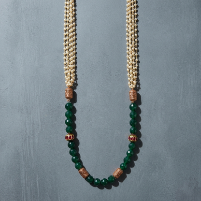 Neck Chain: Pearls, Ruby & Emerald
