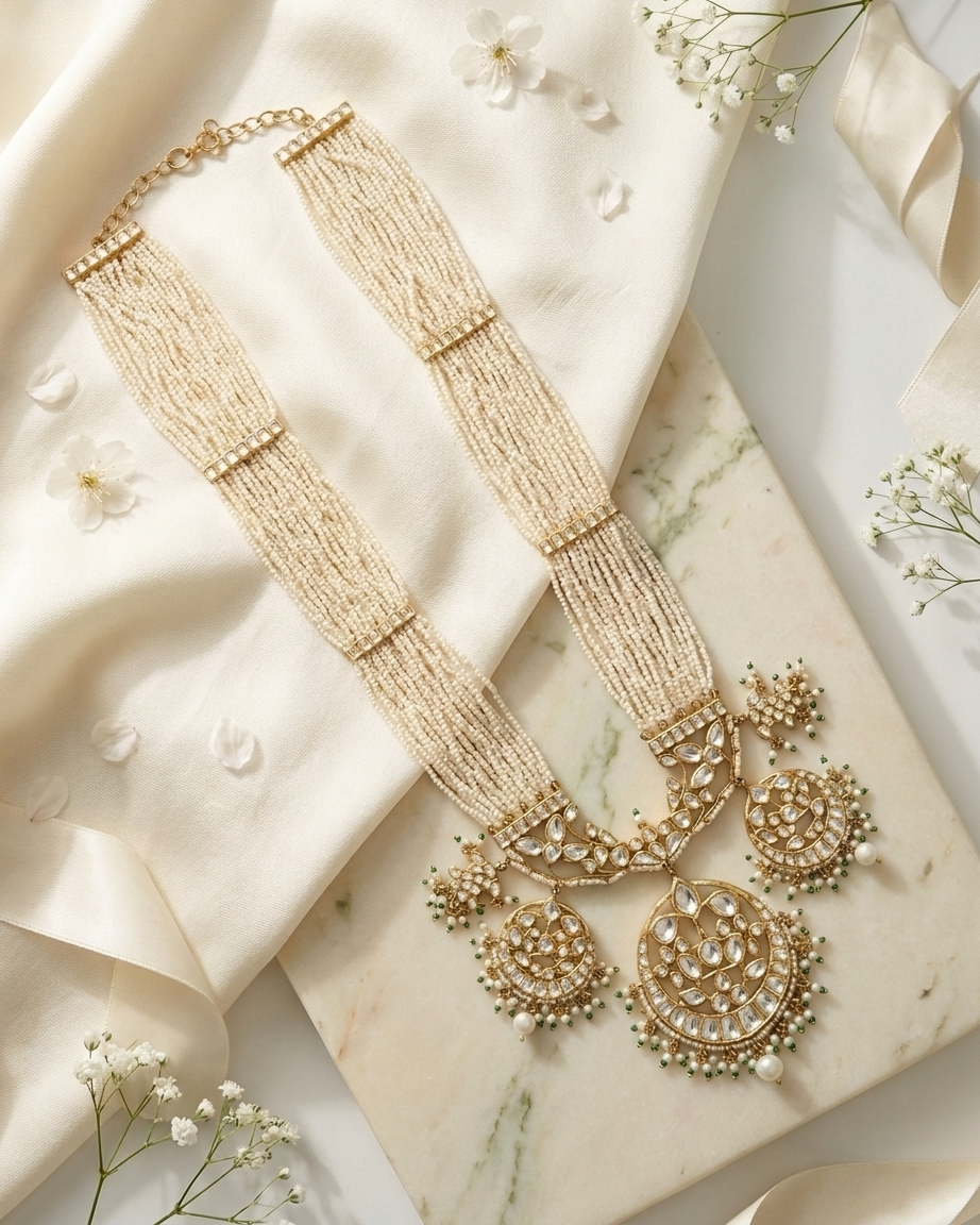 Neck Chain: Uncut Polki Kundan & Pearl