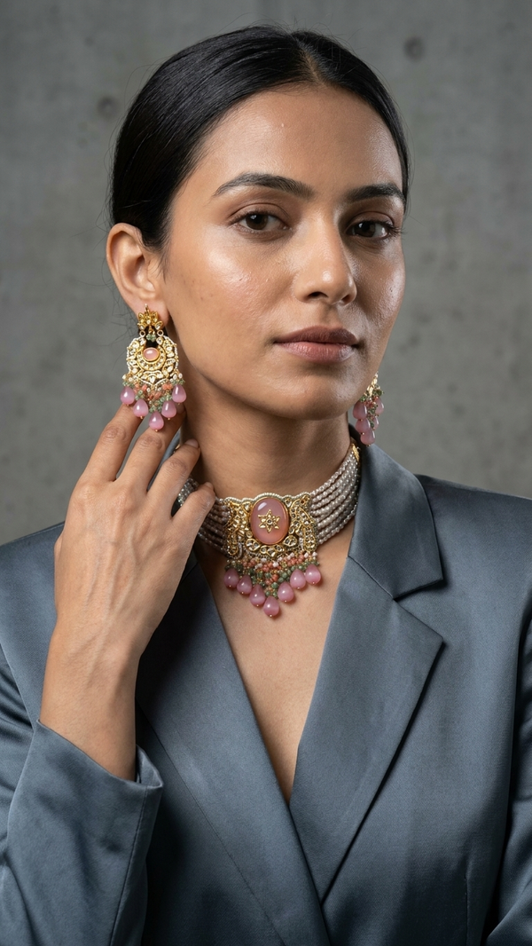 Necklace Set: Kundan, Pearls & Beads