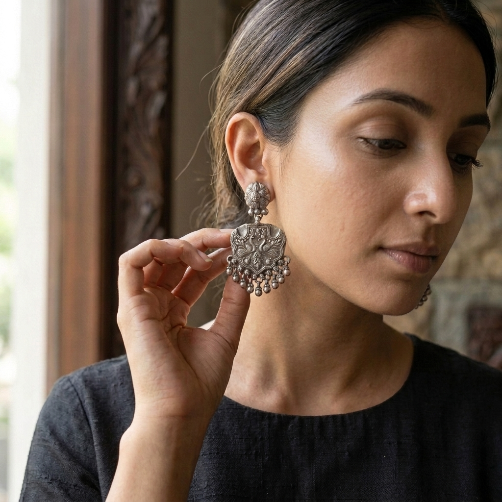 Earring: Silver Beads