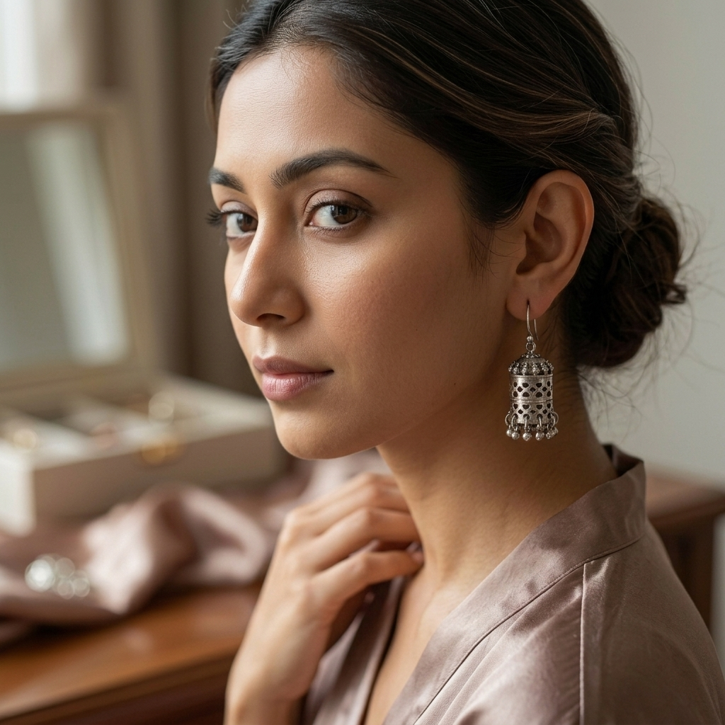 Earring: Silver Beads