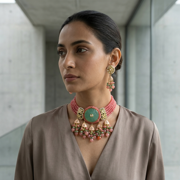 Necklace Set: Tourmaline & Crystal Glass