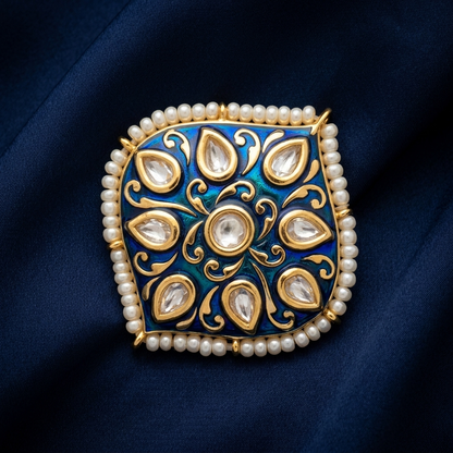 Ring: Meenakari, Semi-Moissanite Polki Kundan & Pearl