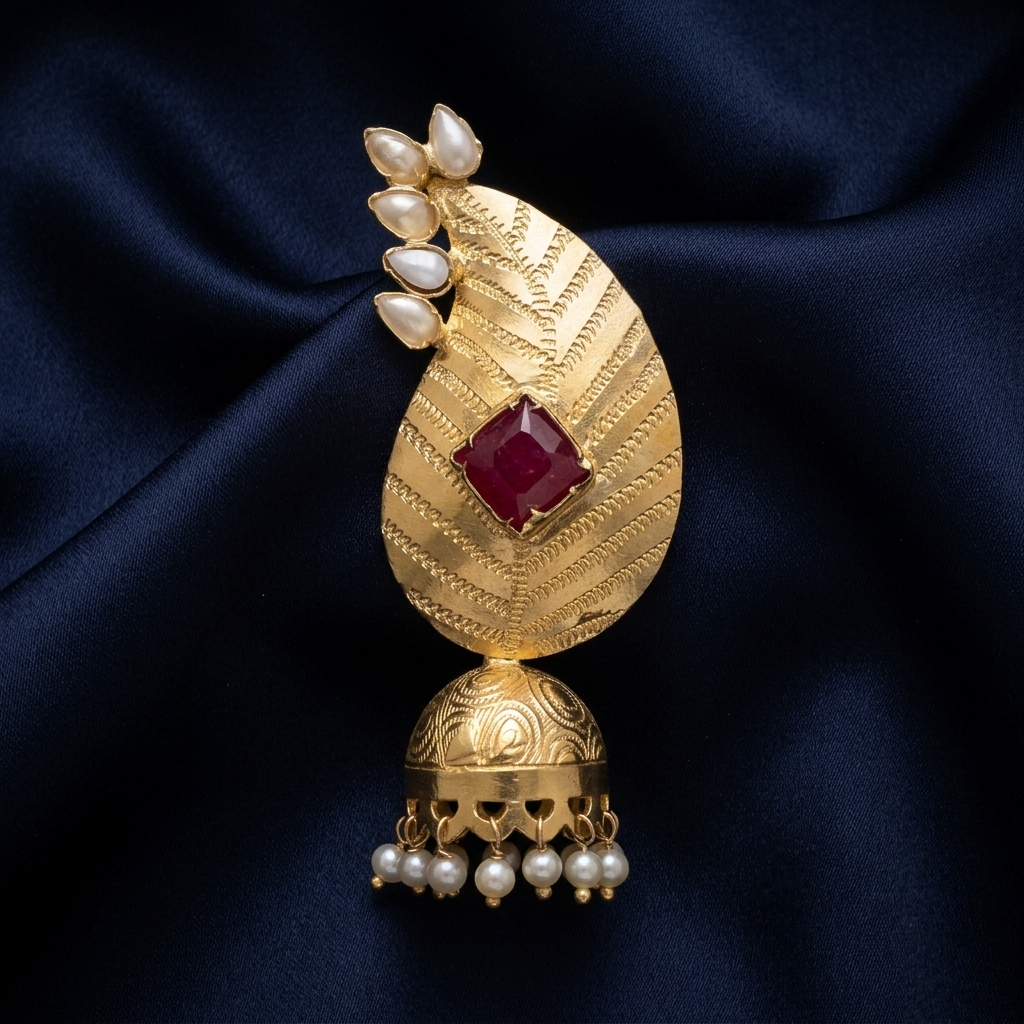 Earring: Pearl & Semi Malaia Garnet