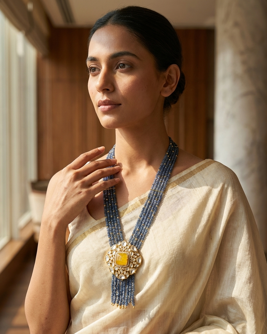 Neck Chain: Uncut Polki Kundan, Topaz & Lapis