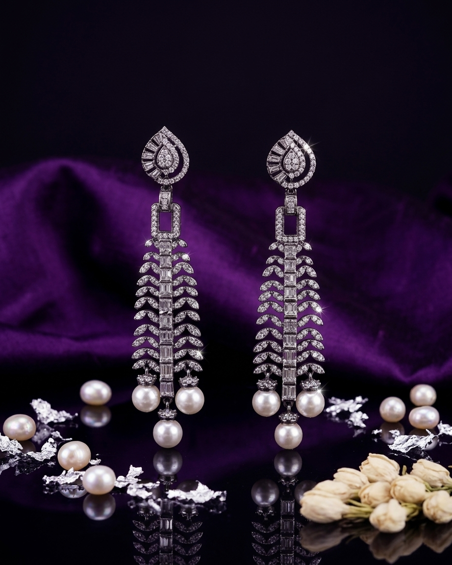 Earring: Pearls & Zirconia