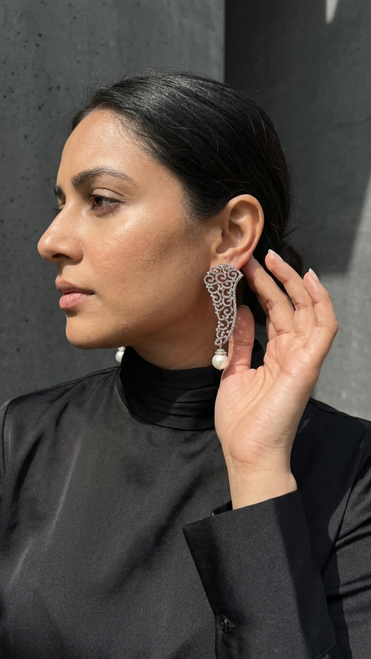 Earring: Pearls & Cubic Zirconia