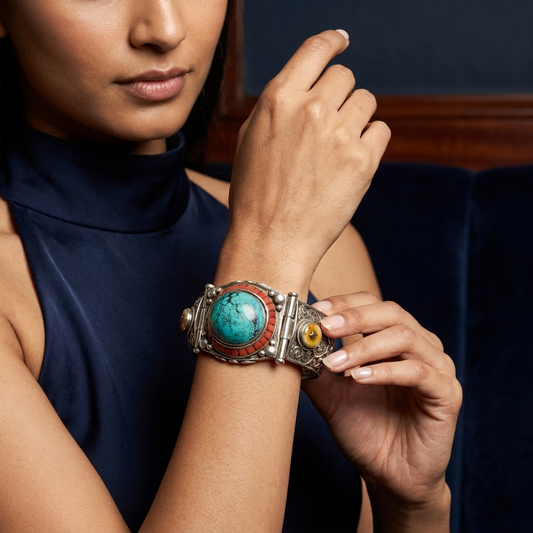 Bangle/Bracelet: Coral, Agate, Topaz, Pearl & Turquoise