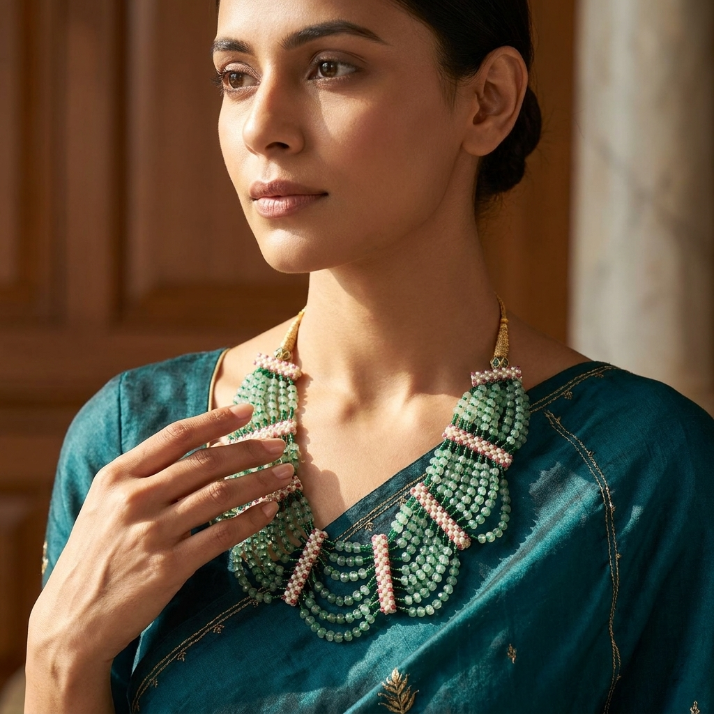 Necklace Set: Glass Kundan & Beads