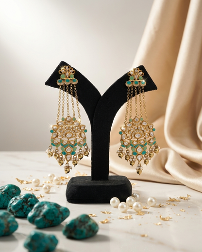 Earring: Inlay, Uncut Polki Kundan & Pearl