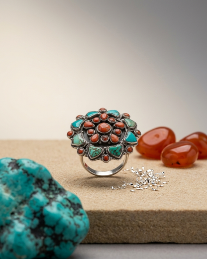 Ring: Coral & Turquoise