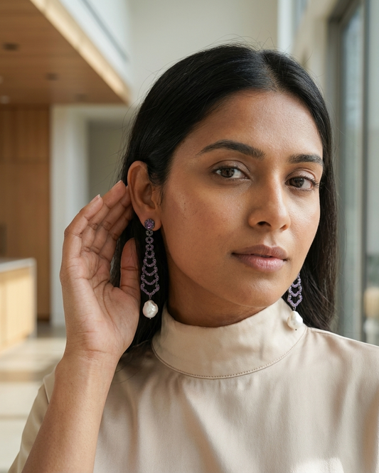 Earring: Tourmaline & Pearl