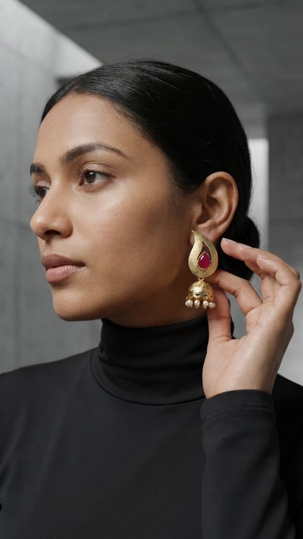 Earring: Pearl & Cinnabar