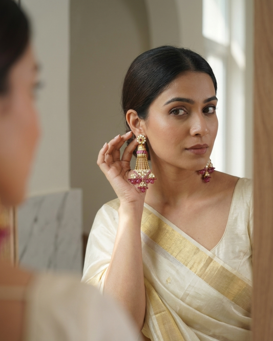 Earring: Uncut Polki Kundan & Tourmaline