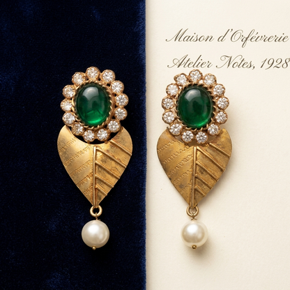 Earring: Pearl, Chrysoprase & Glass