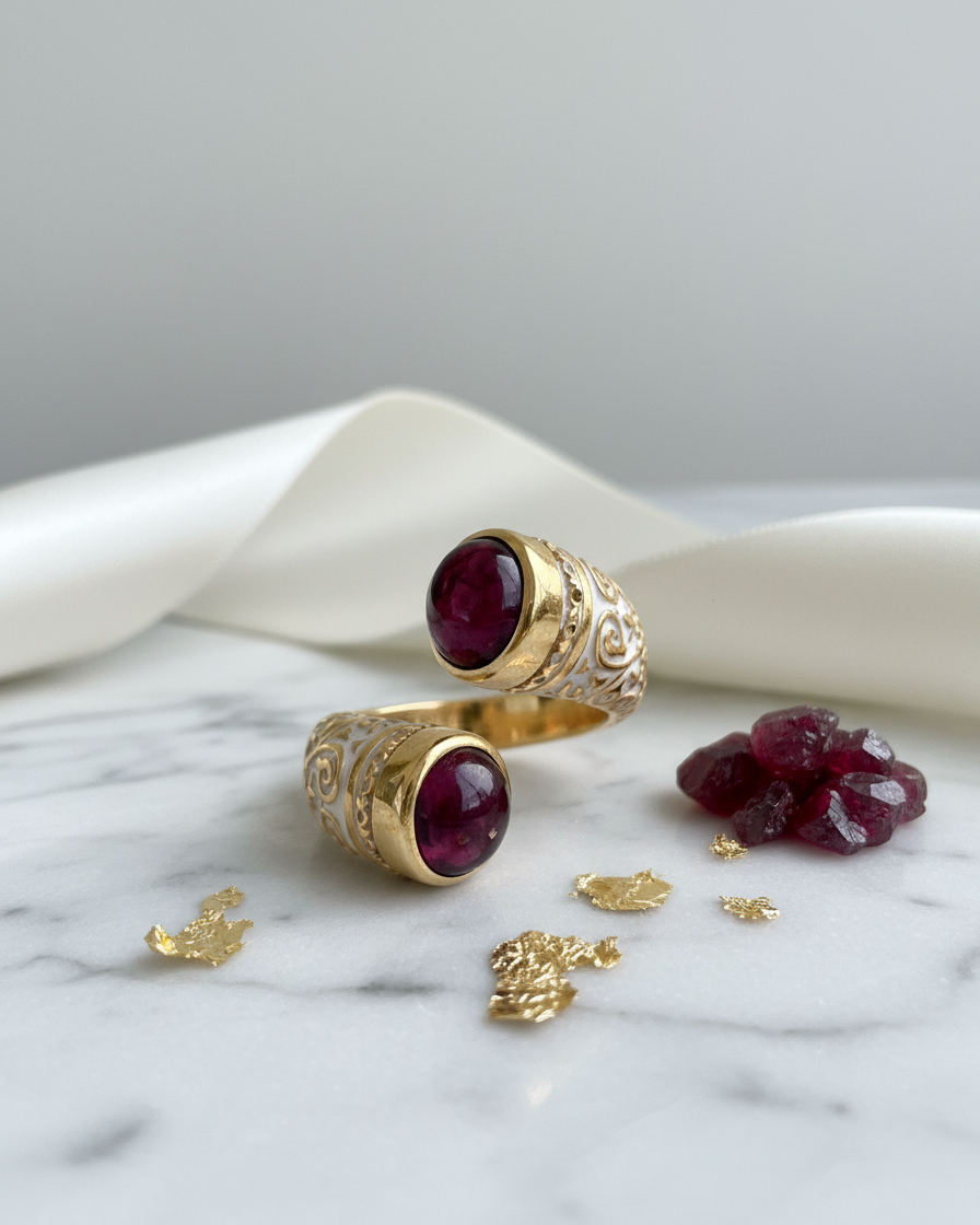 Ring: Garnet & Meenakari