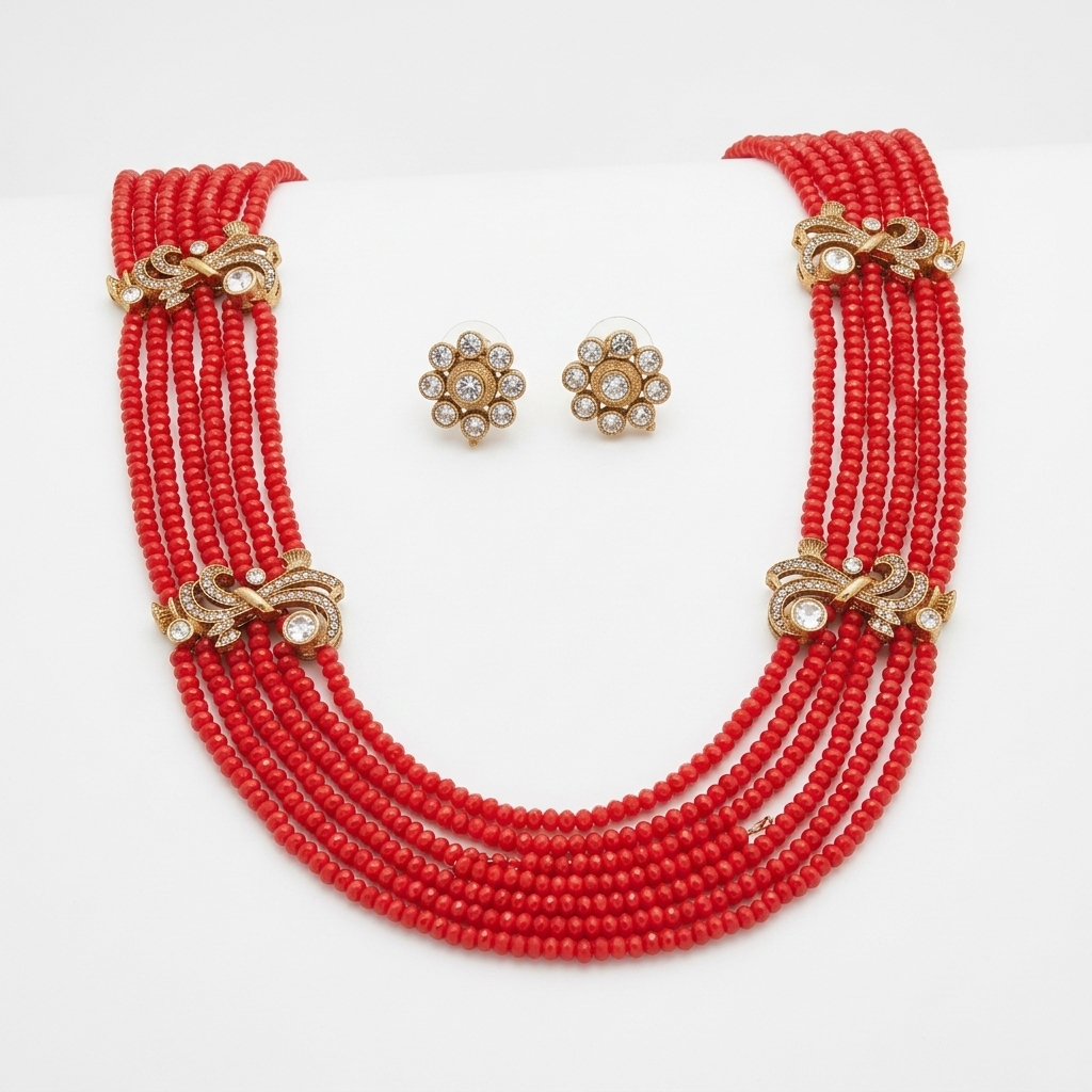 Necklace Set: Glass Kundan & Beads