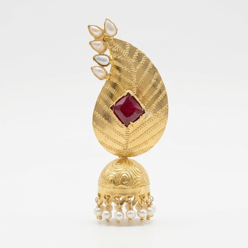 Earring: Pearl & Semi Malaia Garnet