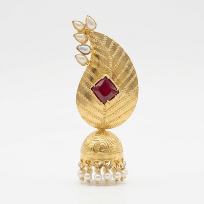 Earring: Pearl & Semi Malaia Garnet