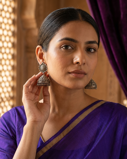 Earring: Carved & filigree