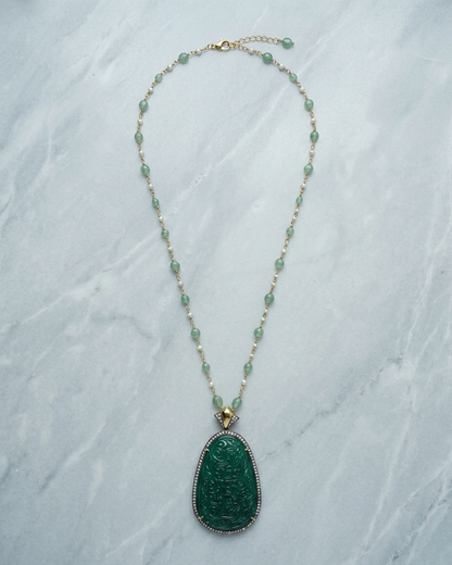 Pendant Set: Jade & Cubic Zirconia