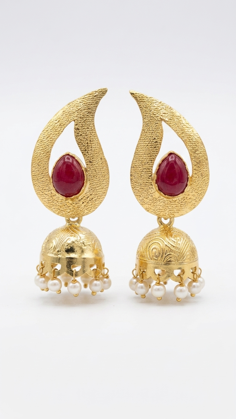 Earring: Pearl & Cinnabar
