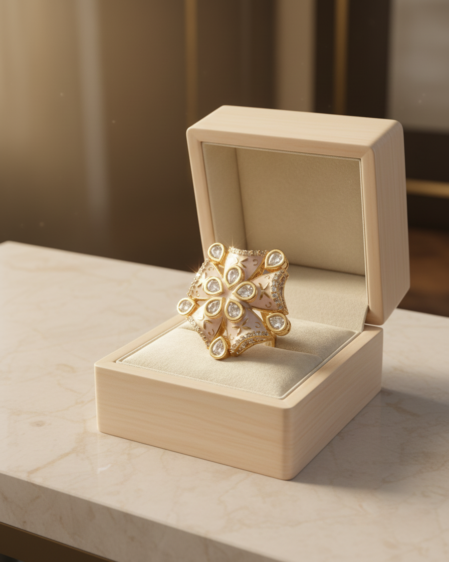 Ring: Uncut Polki Kundan & Meenakari