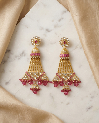 Earring: Uncut Polki Kundan & Tourmaline