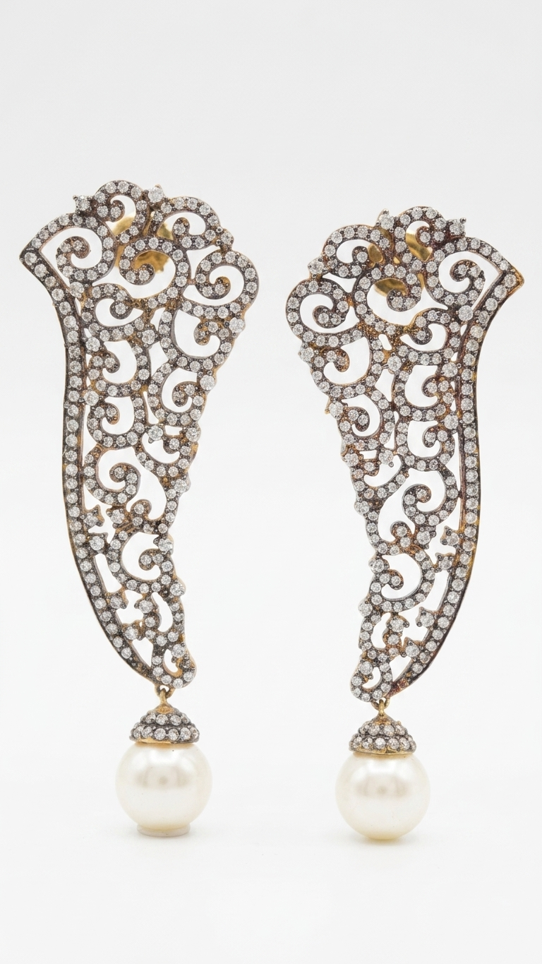 Earring: Pearls & Cubic Zirconia